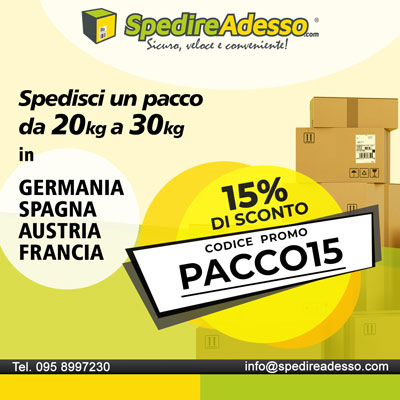 coupon sconto 15% spedire pacchi germania francia e