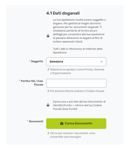 step 4.1 modulo ordine spedire in Uk