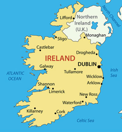 mappa irlanda capoluoghi