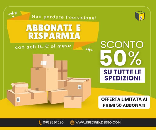 Sconto del 50% su Tutte le Spedizioni