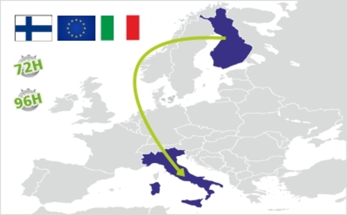 spedizione dalla finlandia all italia