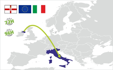 spedizione dallirlanda del nord allitalia